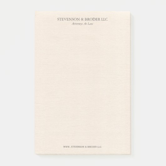 Light Beige Linen Texture Personalized Post-it Klebezettel (Vorderseite)