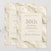 Light Beige Marble 50th Birthday Einladung (Vorne/Hinten)