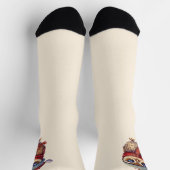 Light Beige Niedlich Owl mit Red Christmas Hat Soc Socken (Oben)