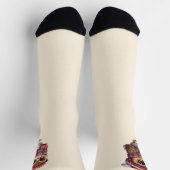 Light Beige Niedlich Owl mit Red Christmas Hat Soc Socken (Oben)