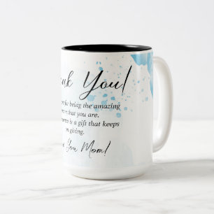 Light Blu Floral Danke Mom Geschenke Idee Zweifarbige Tasse
