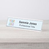 Light Blue 2x8 Schreibtisch Name Plakat mit Firmen Schreibtischnamensplakette (Vorderseite )