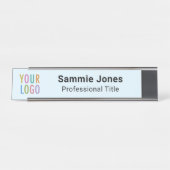 Light Blue 2x8 Schreibtisch Name Plakat mit Firmen Schreibtischnamensplakette (Vorderseite )