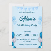 Light Blue 5. Geburtstag Einladung (Vorderseite)