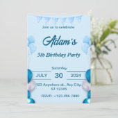 Light Blue 5. Geburtstag Einladung (Stehend Vorderseite)
