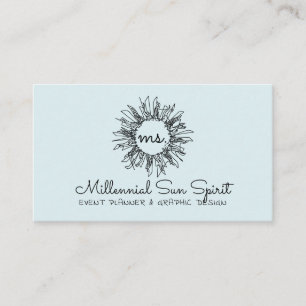 Light Blue Abstrakt Spiritual Celestial Sun Visitenkarte