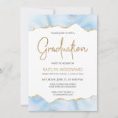 Light Blue Agate Gold Glitzer Graduation Party (Vorderseite)