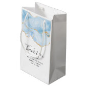 Light Blue Agate mit Gold Glitzer Vielen Dank Kleine Geschenktüte (Rückseite Schrägansicht)