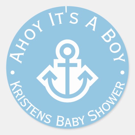 Light Blue Ahoy Es ist ein Boy Anchor Sticker (Vorderseite)