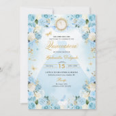 Light Blue Ainderella Princess Dress Quinceanera Einladung (Vorderseite)