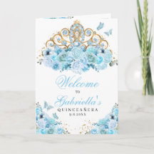 Light Blue Ainderella Tiara Quinceanera Programm