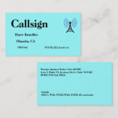 Light Blue Amateur Radio Call Sign Visitenkarte (Vorne/Hinten)