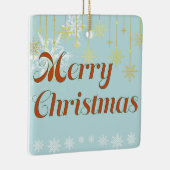 Light blue and Gold Merry Christmas  Keramikornament (Rechts)