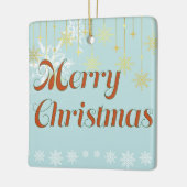 Light blue and Gold Merry Christmas  Keramikornament (Links)