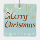 Light blue and Gold Merry Christmas  Keramikornament (Rückseite)
