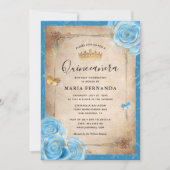 Light Blue and Gold Rose Einladung (Vorderseite)