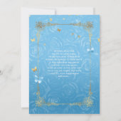 Light Blue and Gold Rose Einladung (Rückseite)