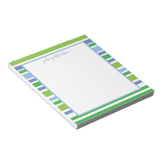 Light Blue and Green Strip Notepad Notizblock (angewinkelt)
