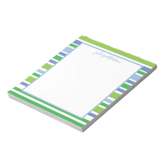 Light Blue and Green Strip Notepad Notizblock (Rotiert)