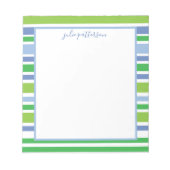 Light Blue and Green Strip Notepad Notizblock (Vorderseite)