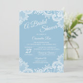 Light Blue and Lace Bridal Dusche Einladung (Stehend Vorderseite)