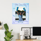 Light Blue and Turquoise Quinceanera Welcome Sign Poster (Heimbüro)