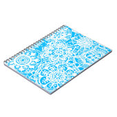 Light Blue and White Floral Mandala Pattern Notizblock (Linke Seite)