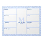 Light Blue and White Floral Weekly Planner Notepad Notizblock (Vorderseite)