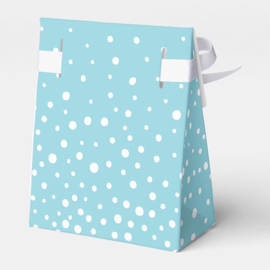 Light blue and white polka dot pattern wedding fav geschenkschachtel (Rückseite)