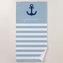 Light Blue and White Stripe Personalized Elegant