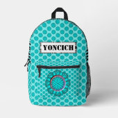 Light Blue / Aquamarin Blume Ribbon von Kenneth Yo Bedruckter Rucksack (Vorderseite)