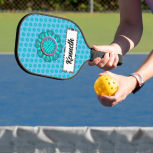 Light Blue/Aquamarin Blume Ribbon von Kenneth Yonc Pickleball Schläger