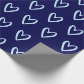 Light Blue auf Preussan Blue Handzeichne Hearts Wr Geschenkpapier (Ecke)