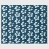 Light Blue auf Preußen Blue Hibiskus Geschenkpapier (Flach)