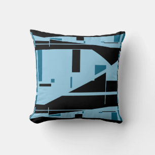 Light Blue auf Schwarz Classic Mosaik Kissen