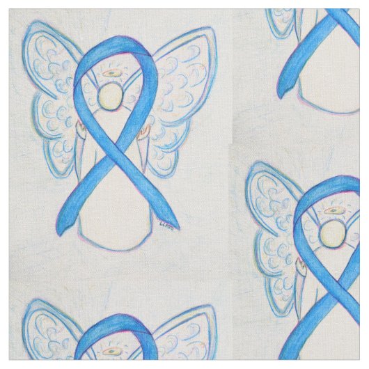 Light Blue Awareness Ribbon Angel Custom Material Stoff (Nahaufnahme)