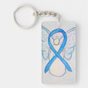 Light Blue Awareness Ribbon Angel Schlüsselkette Schlüsselanhänger