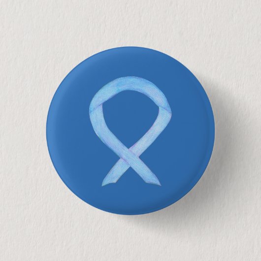 Light Blue Awareness Ribbon benutzerdefinierte But Button (Vorderseite)