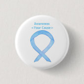 Light Blue Awareness Ribbon benutzerdefinierte But Button (Vorderseite)