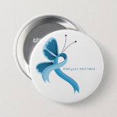 Light Blue Awareness Ribbon Butterfly Button (Vorne & Hinten)
