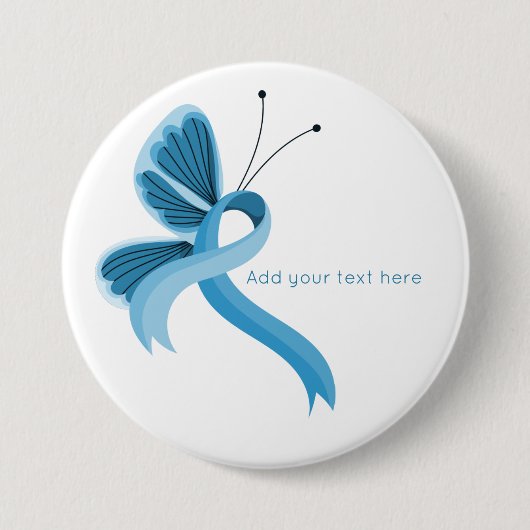 Light Blue Awareness Ribbon Butterfly Button (Vorderseite)
