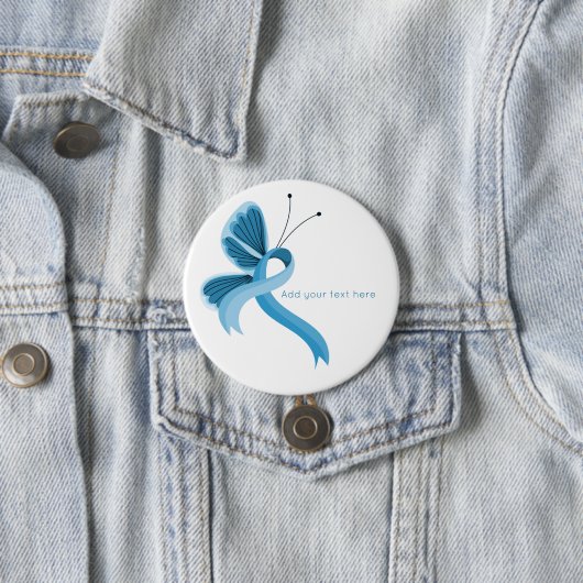 Light Blue Awareness Ribbon Butterfly Button (Beispiel)