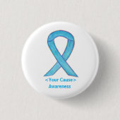 Light Blue Awareness Ribbon Custom Art Button Butt (Vorderseite)