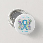 Light Blue Awareness Ribbon Custom Art Button Butt (Vorne & Hinten)