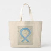 Light Blue Awareness Ribbon Custom Totbeutel Jumbo Stoffbeutel (Rückseite)