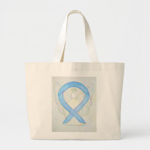 Light Blue Awareness Ribbon Custom Totbeutel Jumbo Stoffbeutel