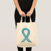 Light Blue Awareness Ribbon Custom Totbeutel Tragetasche (Vorderseite (Produkt))