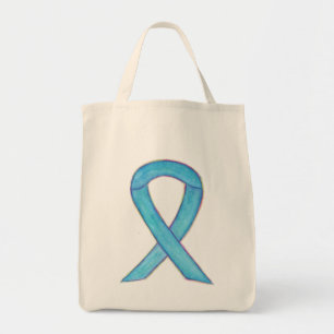 Light Blue Awareness Ribbon Custom Totbeutel Tragetasche