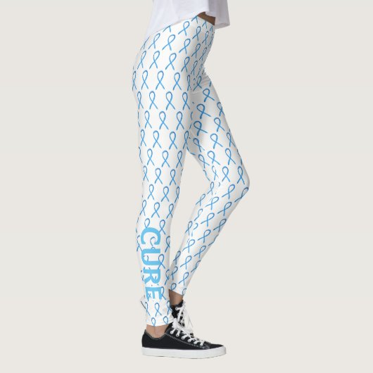 Light Blue Awareness Ribbon Custom Words Leggings (Rechts)