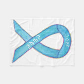 Light Blue Awareness Ribbon Hope Cure Blanket Fleecedecke (Vorderseite (Horizontal))